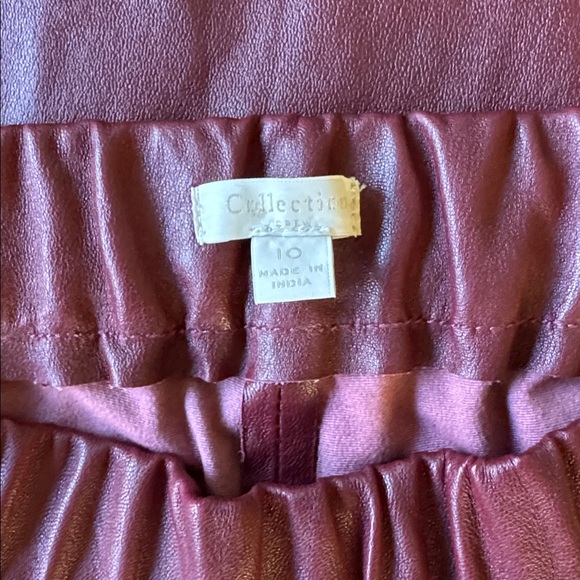 J. Crew Collection oxblood stretch leather pull on skinny pants size 10 - Picture 6 of 11